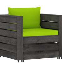 6-tlg. Garten-Lounge-Set mit Kissen Grau Imprägniertes Holz