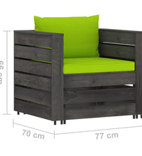 6-tlg. Garten-Lounge-Set mit Kissen Grau Imprägniertes Holz