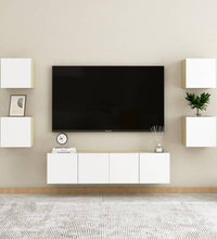 TV-Wandschränke 2 Stk. Weiß Sonoma-Eiche 30,5x30x30 cm