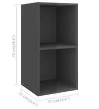 TV-Wandschrank Hochglanz-Grau 37x37x72 cm Holzwerkstoff