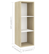 TV-Wandschrank Sonoma-Eiche und Weiß 37x37x107 cm Holzwerkstoff