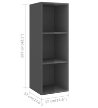 TV-Wandschrank Hochglanz-Grau 37x37x107 cm Holzwerkstoff