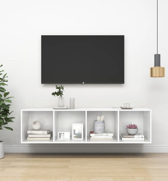 TV-Wandschrank Hochglanz-Weiß 37x37x142,5 cm Holzwerkstoff