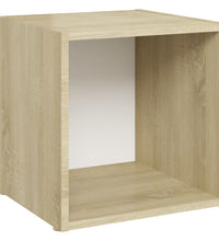 TV-Schrank Weiß und Sonoma-Eiche 37x35x37 cm Holzwerkstoff