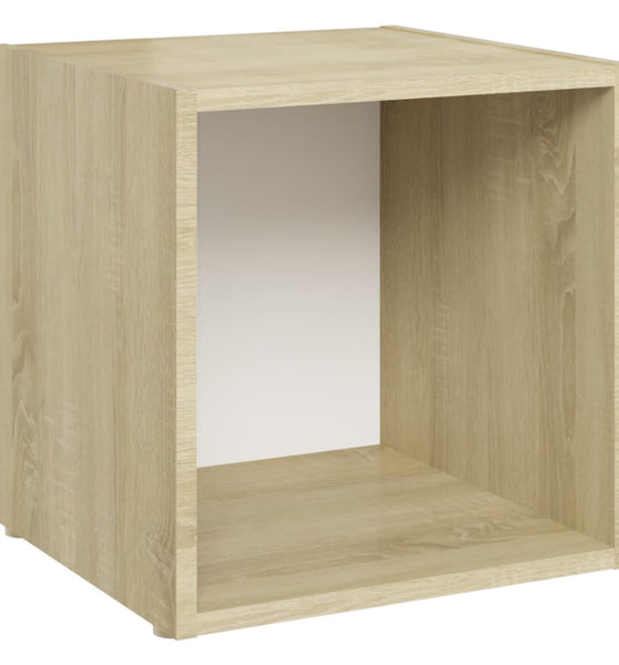 TV-Schrank Weiß und Sonoma-Eiche 37x35x37 cm Holzwerkstoff