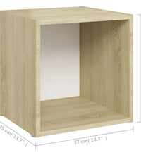 TV-Schrank Weiß und Sonoma-Eiche 37x35x37 cm Holzwerkstoff