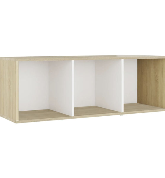 TV-Schrank Weiß und Sonoma-Eiche 107x35x37 cm Holzwerkstoff