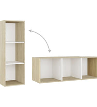 TV-Schrank Weiß und Sonoma-Eiche 107x35x37 cm Holzwerkstoff