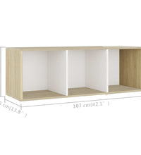 TV-Schrank Weiß und Sonoma-Eiche 107x35x37 cm Holzwerkstoff