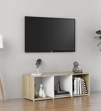 TV-Schrank Weiß und Sonoma-Eiche 107x35x37 cm Holzwerkstoff