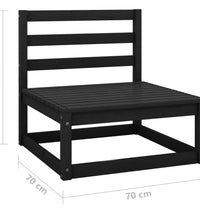 Garten-Mittelsofa Schwarz Massivholz Kiefer