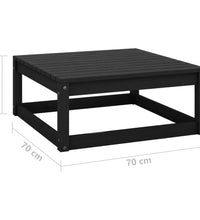 Gartenhocker 70x70x30 cm Schwarz Massivholz Kiefer