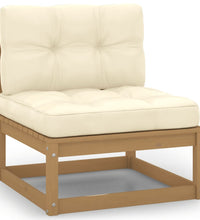 Garten-Mittelsofa mit Creme Kissen Massivholz Kiefer