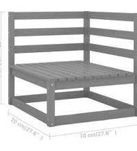 Gartensofa 2-Sitzer mit Kissen Grau Kiefer Massivholz