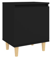 Nachttisch mit Massivholz-Beinen Schwarz 40x30x50 cm