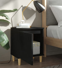 Nachttisch mit Massivholz-Beinen Schwarz 40x30x50 cm