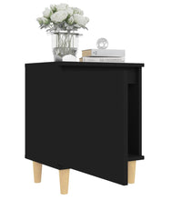 Nachttisch mit Massivholz-Beinen Schwarz 40x30x50 cm