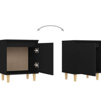 Nachttisch mit Massivholz-Beinen Schwarz 40x30x50 cm