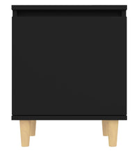 Nachttisch mit Massivholz-Beinen Schwarz 40x30x50 cm