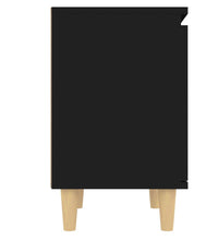 Nachttisch mit Massivholz-Beinen Schwarz 40x30x50 cm