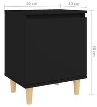 Nachttisch mit Massivholz-Beinen Schwarz 40x30x50 cm