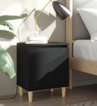 Nachttisch mit Massivholz-Beinen Schwarz 40x30x50 cm