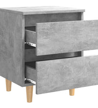 Nachttisch mit Kiefernholz-Beinen Betongrau 40x35x50 cm