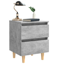 Nachttisch mit Kiefernholz-Beinen Betongrau 40x35x50 cm