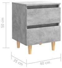 Nachttisch mit Kiefernholz-Beinen Betongrau 40x35x50 cm