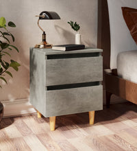 Nachttisch mit Kiefernholz-Beinen Betongrau 40x35x50 cm