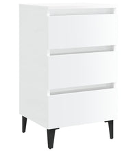 Nachttisch mit Metallbeinen Hochglanz-Weiß 40x35x69 cm