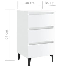 Nachttisch mit Metallbeinen Hochglanz-Weiß 40x35x69 cm