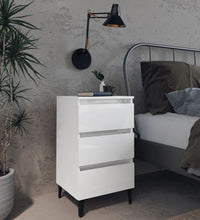 Nachttisch mit Metallbeinen Hochglanz-Weiß 40x35x69 cm