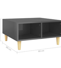Couchtisch Hochglanz-Grau 60x60x30 cm Holzwerkstoff