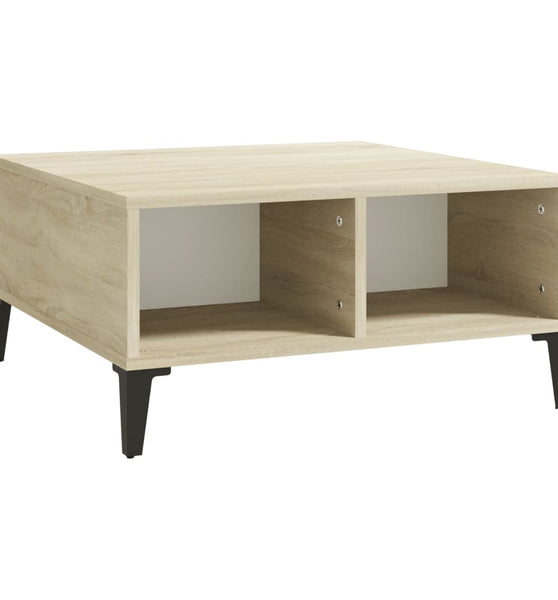 Couchtisch Weiß und Sonoma-Eiche 60x60x30 cm Holzwerkstoff