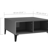 Couchtisch Hochglanz-Grau 60x60x30 cm Holzwerkstoff