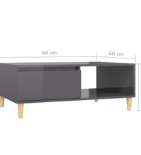 Couchtisch Hochglanz-Grau 90x60x35 cm Holzwerkstoff