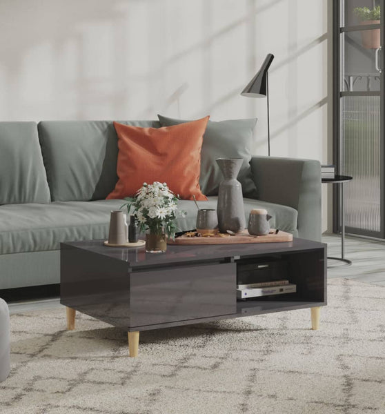Couchtisch Hochglanz-Grau 90x60x35 cm Holzwerkstoff