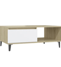 Couchtisch Weiß und Sonoma-Eiche 90x60x35 cm Holzwerkstoff