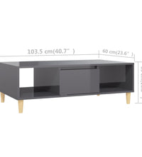 Couchtisch Hochglanz-Grau 103,5x60x35 cm Holzwerkstoff