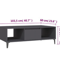 Couchtisch Grau 103,5x60x35 cm Holzwerkstoff