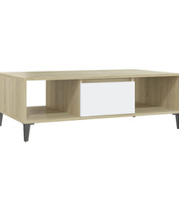 Couchtisch Weiß und Sonoma-Eiche 103,5x60x35 cm Holzwerkstoff