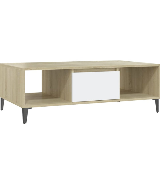 Couchtisch Weiß und Sonoma-Eiche 103,5x60x35 cm Holzwerkstoff