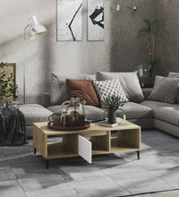 Couchtisch Weiß und Sonoma-Eiche 103,5x60x35 cm Holzwerkstoff