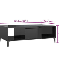 Couchtisch Hochglanz-Schwarz 103,5x60x35 cm Holzwerkstoff