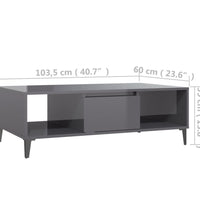 Couchtisch Hochglanz-Grau 103,5x60x35 cm Holzwerkstoff