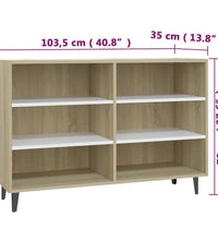 Sideboard Weiß und Sonoma-Eiche 103,5x35x70 cm Holzwerkstoff