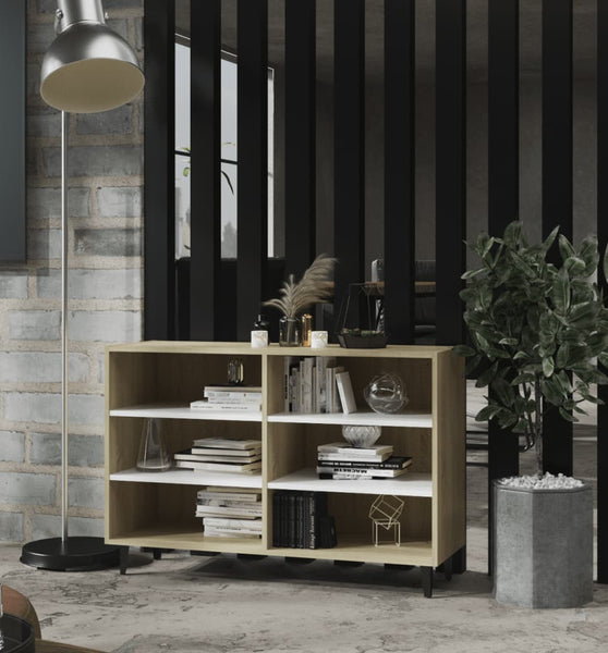 Sideboard Weiß und Sonoma-Eiche 103,5x35x70 cm Holzwerkstoff