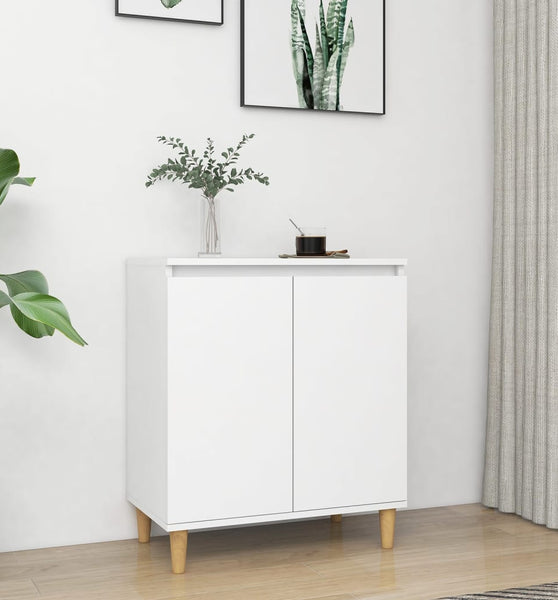 Sideboard mit Massivholz-Beinen Weiß 60x35x70 cm Holzwerkstoff