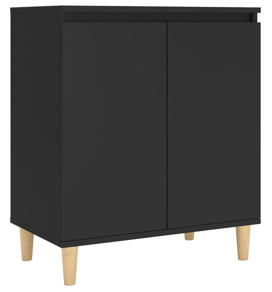 Sideboard mit Massivholz-Beinen Schwarz 60x35x70 cm